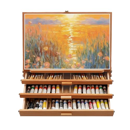 Image of 42 * 28 * 32.5 cm Table Desk Top Easel Box, Adjust Wood Tabletop Easel