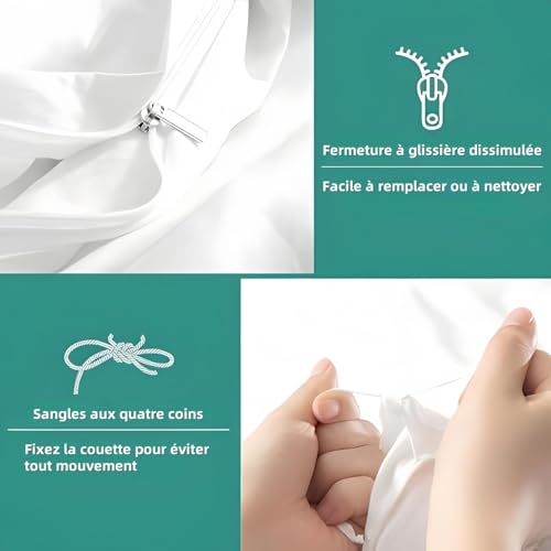 Housse de Couette 220x240 en Microfibre avec Zip Durable pour Lit Enfant