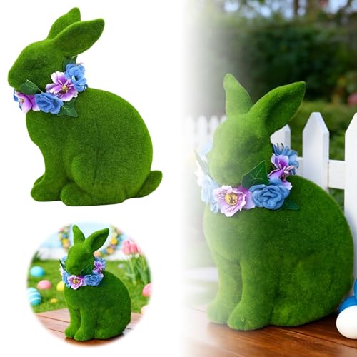 Generisch 2026 Resina de conejo de Pascua, resina de conejo minimalista para casa, jardín exterior (verde, 26 x 22 x 15 cm)