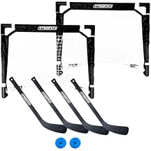 TronX - Mini Kids Knee Hockey Set Complete 4-Player Indoor Kit with 2 Mini Goals, 4 Mini Sticks, and 2 Mini Foam Balls