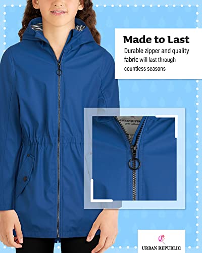 Urban Republic Girls' Raincoat - Lightweight Waterproof Anorak Trench Coat - Slicker Shell Windbreaker Rain Jacket (7-16), Size 14/16, Navy #TOP2