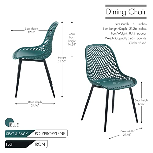 Porthos Home Egil Dining Chairs Set Of 2, Durable Plastic Back With Breathable Geometric Pattern For Better Air Circulation, Sturdy And Rust-Resistant Iron Legs… #TOP5