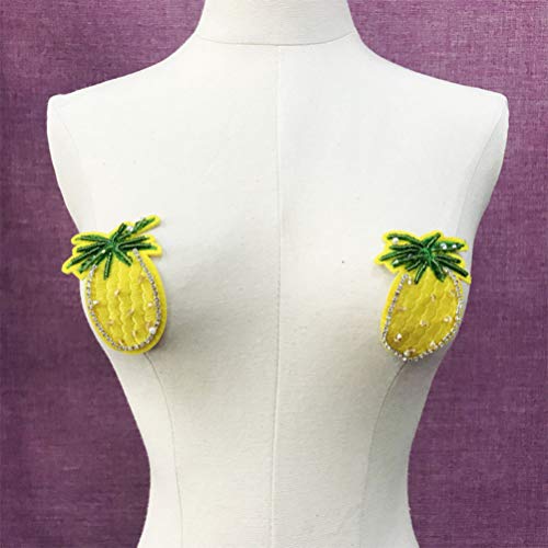 Kesyoo Pineapple Nipple Covers With Rhinestone For Women Reusable Breast Petals Self-Adhesive Bra Pasties Stickers #TOP2