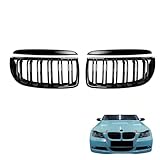 RowGlow E90 E91 Kühlergrill Abs Schwarz Glänzend Doppelstange, Kühlergrille Tuning Stoßstange Stangen Streifen Für 2005-2008 2005 2006 2007 2008 (E90 E91 2005-2008)