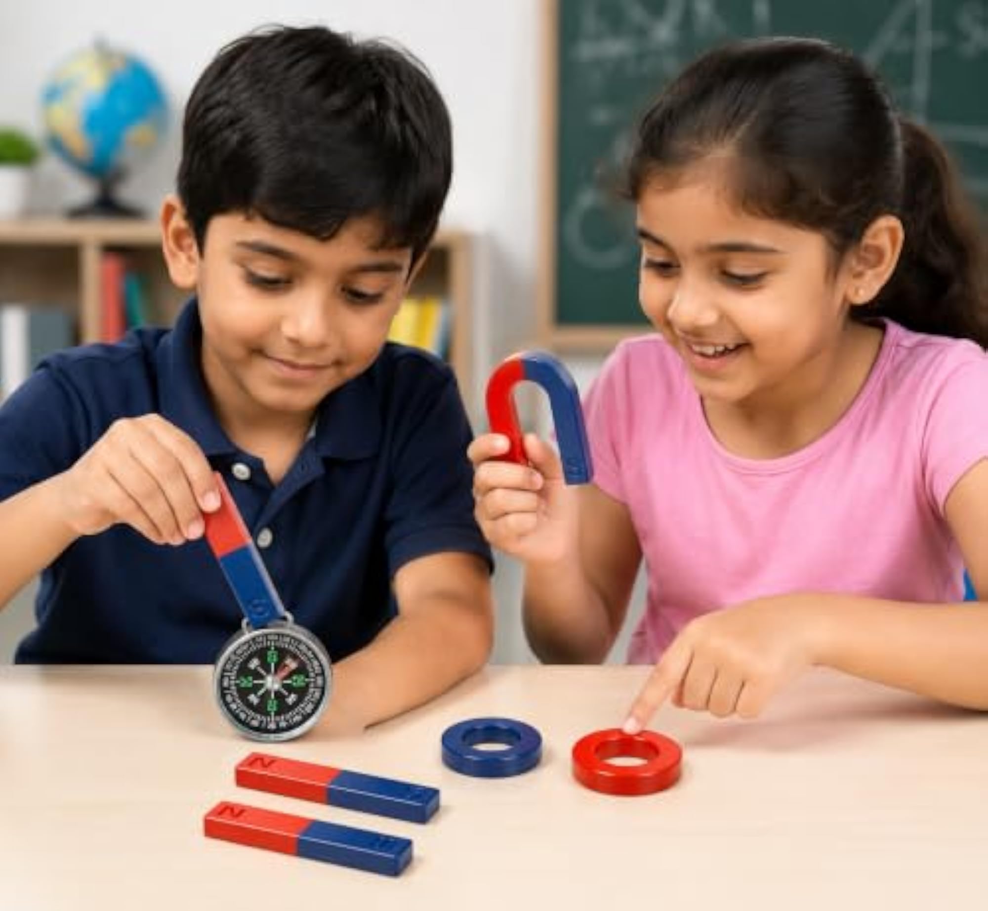 Magnetic Learning Set with Bar, Ring & Horseshoe Magnets + Compass
