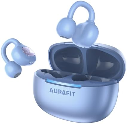 AURAFIT Fone de Ouvido Bluetooth Sem Fio Clip Estilo AirPods, Blu...