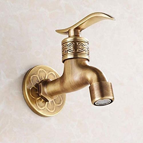 Grifo de lavadora de galvanoplastia de latón antiguo, grifo de jardín para exteriores montado en la pared Cover