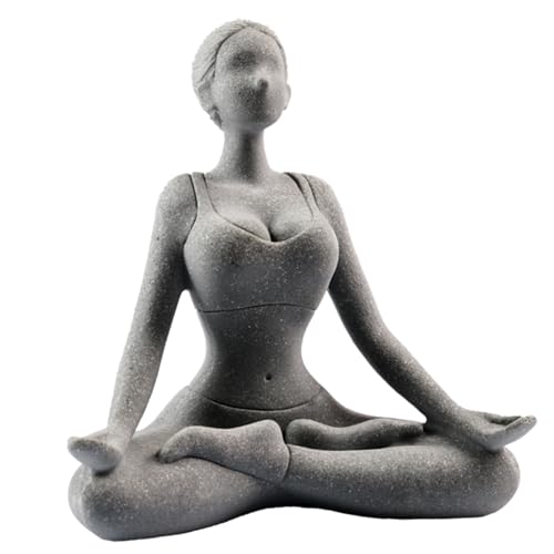 Estatua de Yoga de Piedra Arenisca Figura Meditación Mujer
