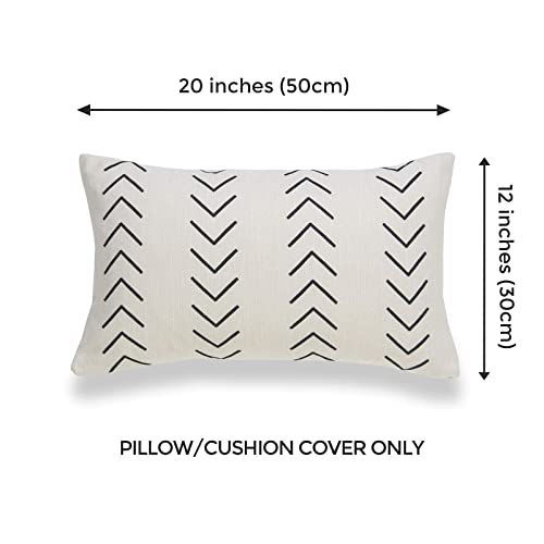 Hofdeco Modern Boho Decorative Lumbar Throw Pillow Cover Only, For Couch, Sofa, Bed, Herringbone Mudcloth, 12"X20" #TOP1