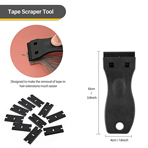 Gomake Tape In Hair Extension Tools Kit With Flat Surface Stainless Steel Tape In Hair Extensions Sealing Clamp Plier,Tape Remover Scraper Tool,Hair Clips, Human Hair Extensions Styling Tools-Black #TOP5
