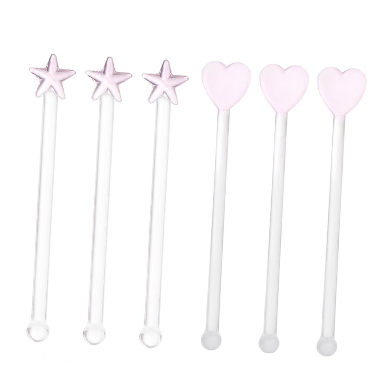 GRIRIW 6Pcs Transparent Glass Stirring Sticks for Cocktails Drinks Unique for Home Bar Parties for Wine Dessert Decoration