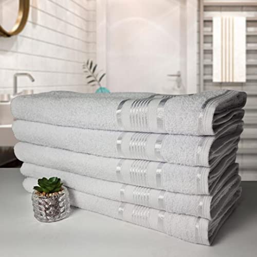 Kit 05 Toalha de Banho Gigante Egito 80x180cm 500g 100% Algodão 350g/m² Atacado - Branca