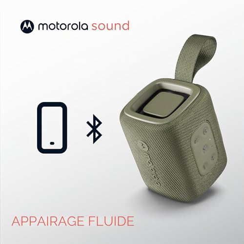 Motorola Sound - Enceinte Bluetooth 5.3 ROKR 300 - Enceinte Portable sans Fil 7W - Enceinte compacte IP67, résistante à l'eau et à la poussière - Durée 12h, Vert