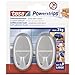 Price comparison product image tesa Powerstrips Hooks Large OVAL - Removable Self-Adhesive Wall Hook for Glass, Tiles, Wood, Plastic and Other Surfaces - Matt-Chrome - Holds Up to 2 kg
