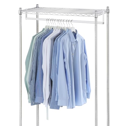 Threehoney 2 Pack Wire Shelving Garment Hanger Bar Wire Shelving Accessories Industrial Closet Clothes Rods for Home Retail Store(White,36 Inch)