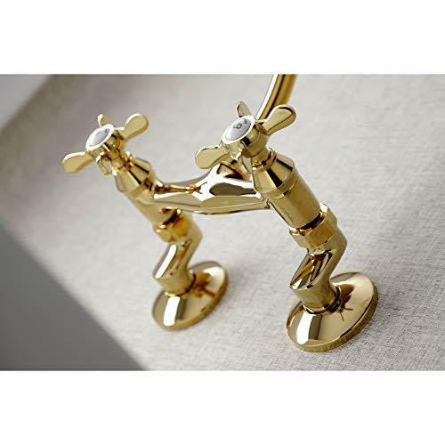 Kingston Brass KS114PB Essex 6-Inch Adjustable Center Wall Mount Kitchen Faucet, Polished Brass by Kingston Brass - Image 3