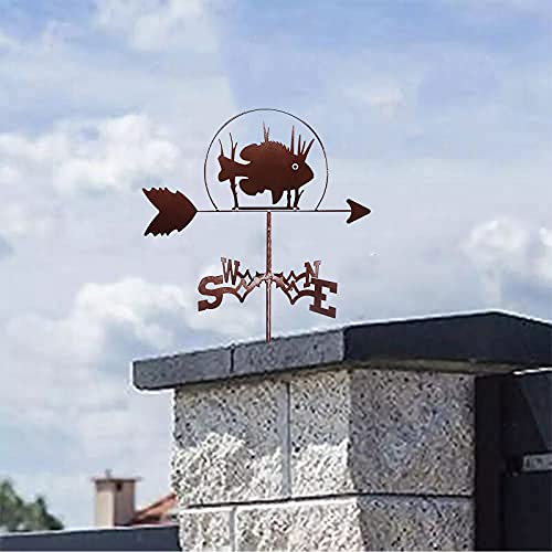 Laumoe Exquisite Metal Weather Vane Ornament Weather Vane Grouper Fish Weathercock Wind Direction Indicator Weathervane Metal Products Stainless Steel For Outdoor Roof Farm Yard Mount #TOP1