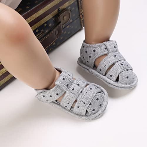 Baby Girl Sandals Infant Boys Star Non Slip Rubber Sole Beach Outdoor First Walkers Crib Shoes Ankle Strap Flats4