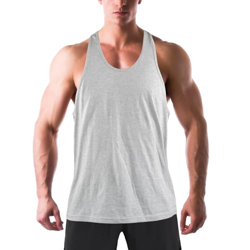 Donason Men's Workout Tank Tops, Bodybuilding Muscle Sleeveless T Shirts for Men, Mens Y-Back