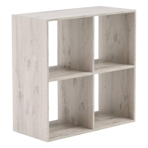 5five - Étagère Cube Mix 'n Modul, 4 Cases, Effet Chêne Gris, 67,5 x 32 x 67,5 cm - Rangement Modulable pour Salon, Chambre, Bureau