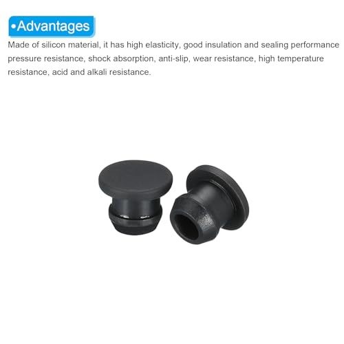 QUARKZMAN 20 Stück Gummistopfen 7mm Silikon-Lochstopfen Wasserdicht Verschlussstopfen Silikonstopfen Stopper Steckdichtstopfen Flach Abdeckkappen für Rohrleitungen Flaschen Labor, Schwarz