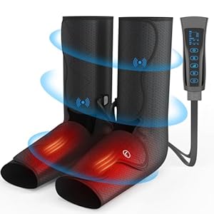 ADIUPUL Leg and Foot Massager with Heat for Circulation and Pain Relief, Air Compression Leg Massager for Foot & Calf Helpful for Swollen Legs Edema RLS – Great Gift for Women Parents Friends
