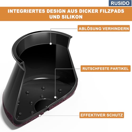 24 Stuhlbeinkappen Schwarz Gummi, Filzgleiter für Stühle(S Fit: 14-20mm) – Ansicht 4