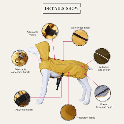 Veste de pluie pour chiens imperméable à capuche ajustable réfléchissante - 7