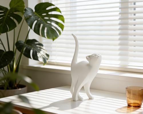 Estatua de gato orgulloso blanco 7 pulgadas miniatura 5