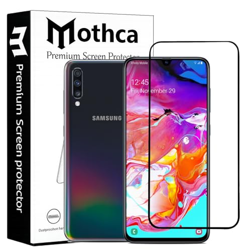 Image of Mothca Military-Grade Tempered Glass Screen Protector Compatible for Samsung Galaxy A70 / A70s with Edge to Edge Coverage - Case Friendly, Anti-Scratch & Bubble-Free Installation Kit