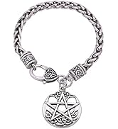 Kkjoy Vintage Pentacle Bracelet for Women Men Wheat Chain Pentagram Bracelet Viking Celtic Knot S...