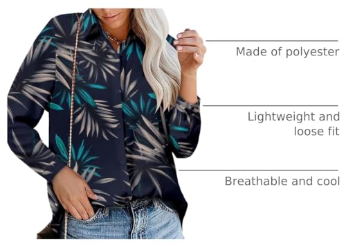 Image of Magritta Women's Shirts Fashion Casual Loose Fit Long Sleeve Button Down Lightweight Collared Blouse Tops