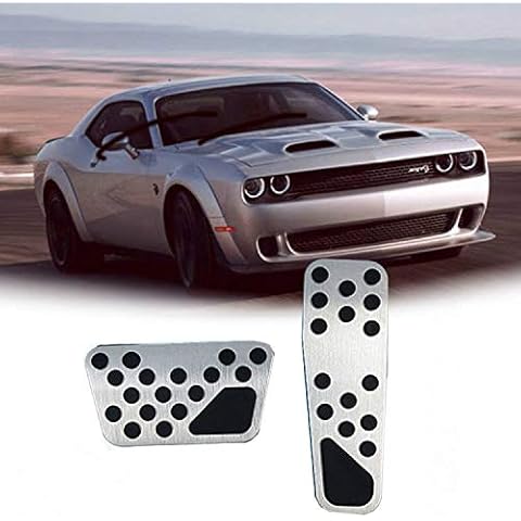 Rifoda for Dodge Challenger Charger Chrysler 300 2009-2019 Accelerator Gas Pedal Brake Pedal Cover Non-Slip Replacement Pedal Pad Aluminum Performance Foot Pedals Set(Silver) Cover
