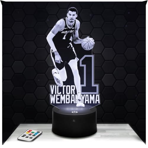 Lampephoto.fr - Lampe 3D Victor Wembanyama Spu rs Joueur International Wemby Français de Basket-Ball, Veilleuse Tactile Led, Effet Hologramme 3D, Idée Cadeau...