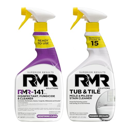 RMR Bathroom Brilliance Bundle Tub & Tile Stain Spray + RMR-141 EPA Registered Mold & Mildew Remover 2-Step Bathroom Cleaning & Disinfecting System for Showers Sinks Tile Grout 232 Oz Bottles