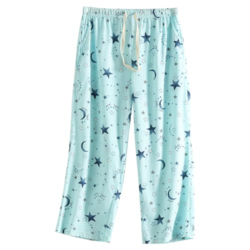 Image of PNAEONG 3 Pack Women Pajama Pants Capri Length Drawstring Pj Bottoms Sleep Lounge Pants with Pockets S-3XL