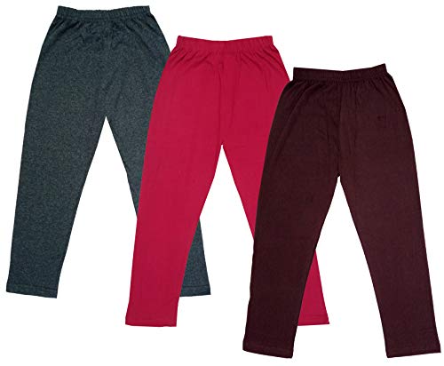 Image of IndiWeaves Girls Super Soft Cotton Solid Capri Pants (Brown, Magenta, Grey, 12-14 Years) Pack of 3
