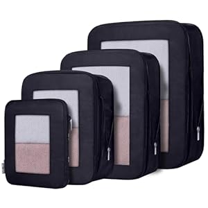 Ultralight Compression Packing Cubes Travel for Suitcases ，Compressible Mesh Packing Cubes for Travel Women Packing Organizers 4 Set