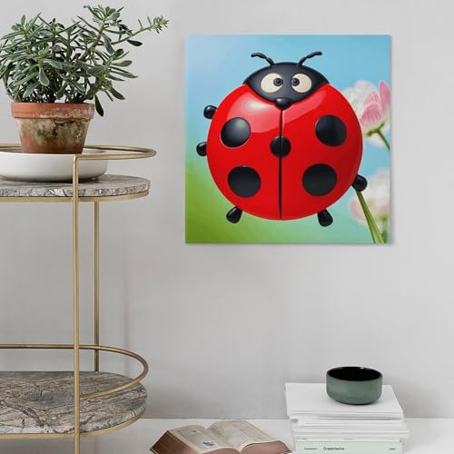 Toile murale abstraite avec impression sur toile coccinelle rouge d'exception - 5
