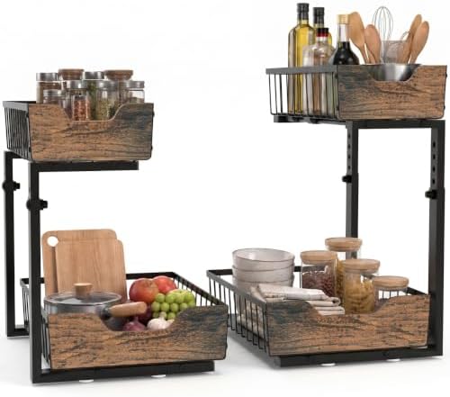 Pull Out Cabinet Organizer 2 Tier Metal Under Sink Organier | She...