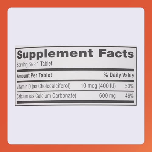 Rugby 600 mg Calcium Tablets - Made with 10 mcg (400 IU) of Vitamin D3 - Dietary Supplement - 150 Tablets - Thumbnail 5