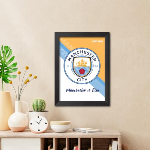 Image of TenorArts City Football Club Poster Logo Tagline Laminated Photo Frame Painting with Matt Finish Black Textures(12 inches x 9inches)