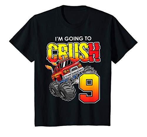 Niños Monster Truck Birthday Shirt 9 Year Old 9th Birthday Party Camiseta