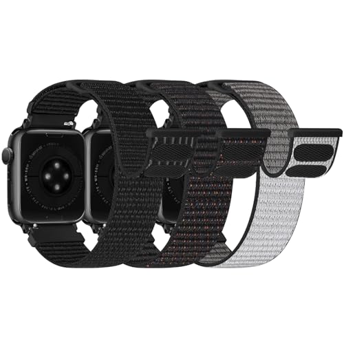 Bcuckood Nylon Sport Bands Compatible with Apple Watch Band 49mm 45mm 46mm 44mm 42mm 41mm 40mm 38mm Women Men, Adjustable Solo Loop Bands for iWatch Series 11 10 9 8 7 6 5 4 3 SE Ultra 2 1, 3 Pack