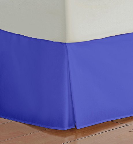 Zoom Collection Hotel Beddings 850-Thread-Count 100% Egyptian Cotton 1 Piece Bed Skirt With 35" Drop Length Twin Extra-Long Size Damask Solid, Egyptian Blue #TOP8