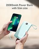 VEEKTOMX Power Bank with Built-in Cables, 20000mAh USB C Portable Charger with 5 Outputs & 2 Inputs and LED Display, External Battery Bank for iPhone 17/16/15/iPad/Samsung S22/21/20 and More, Blue - Image 3