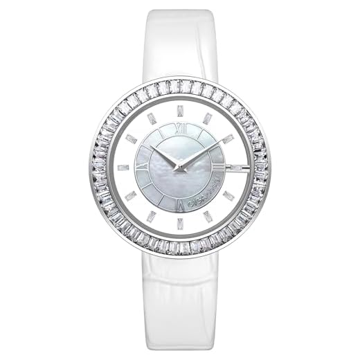 CIGA Design Sparkle Reloj Automático de Lujo para Mujer con Esfera de Nácar y Bisel con Piedras, Oro Rosa o Plata, Correa de Cuero o Metálica de Eslabones (Plata con Correa de Cuero)
