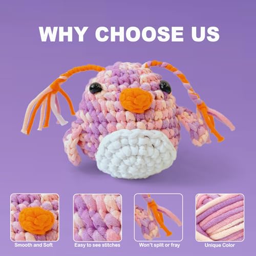 Image of 3 * 50g /1.76oz Yarn for Crocheting and Knitting, 3 * 60yds Beginner Yarn with Easy-to-See Stitches; Worsted-Weight Medium #4;Amigurumi-Friendly Crochet Kit(Lavender+Orange+Blue Sky)