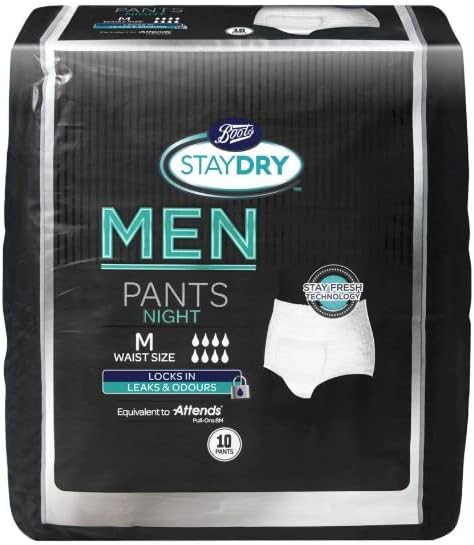 Boots Staydry Men Night Pants Medium - 10 Pants, White
