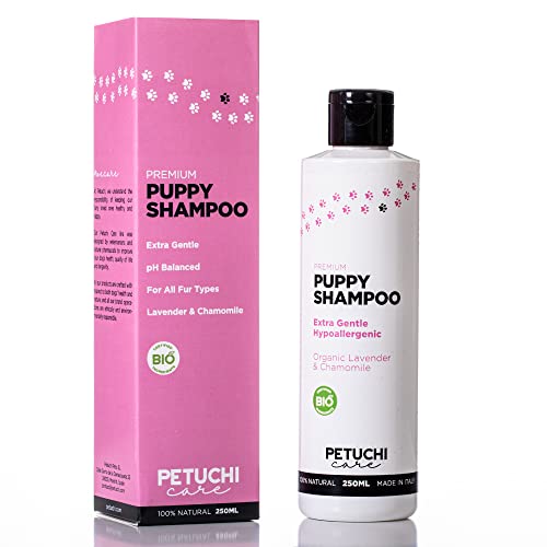 Higiene para Perros PETUCHI Champú para Cachorros Bio; Hipoalergénico con Lavanda y Manzanilla; Extra Suave; 250ml